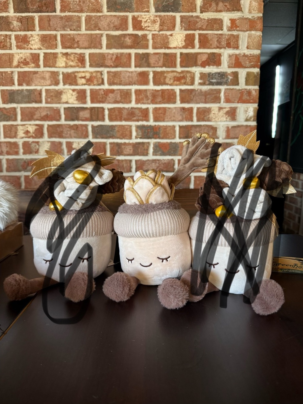 Plush Acorn Decorative Stuffed Toys - Beige, Brown, Gold Green House by Russ